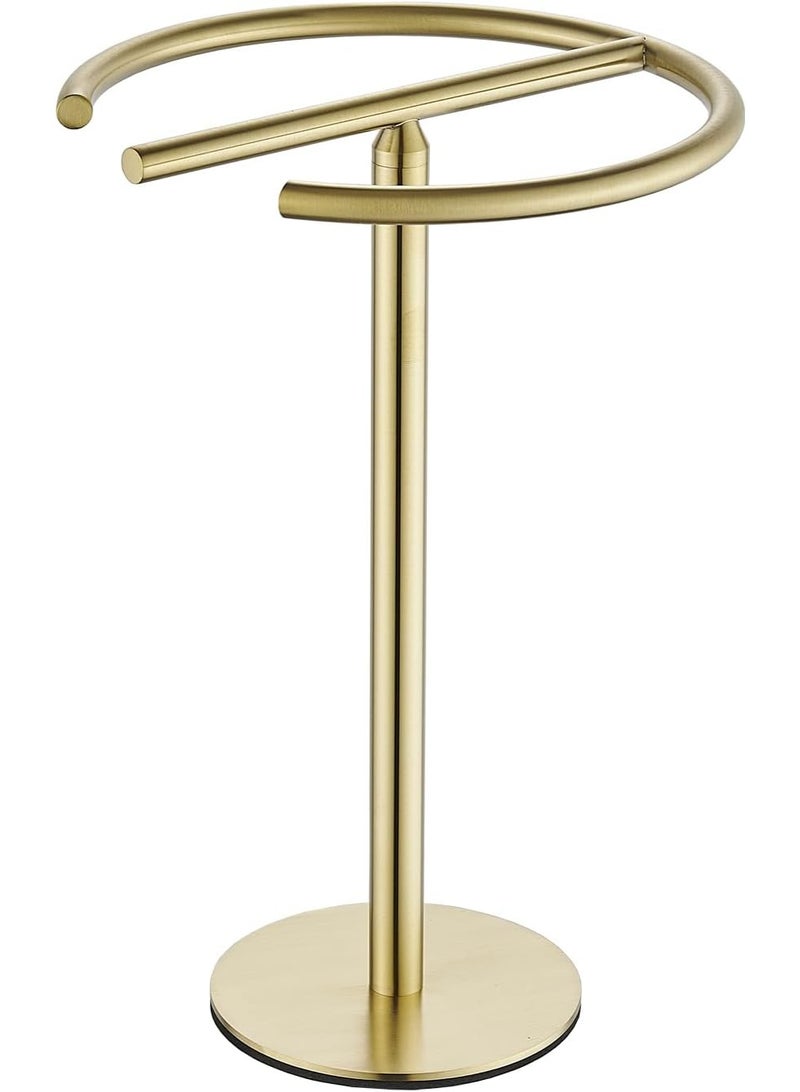 jaexest Hand Towel Holder Stand Free-Standing Towel Rack Brushed Gold Stainless Steel Towel Bar Rack Stand, Tower Bar for Bathroom Kitchen Vanity Countertop - Image 1
